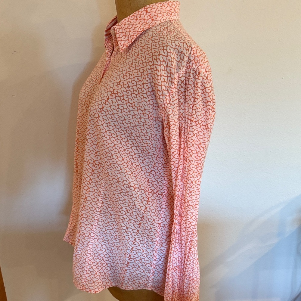 Roberta Roller Rabbit L Orange White Striped Shirt mannequin is sz 6 reference - Picture 3 of 7